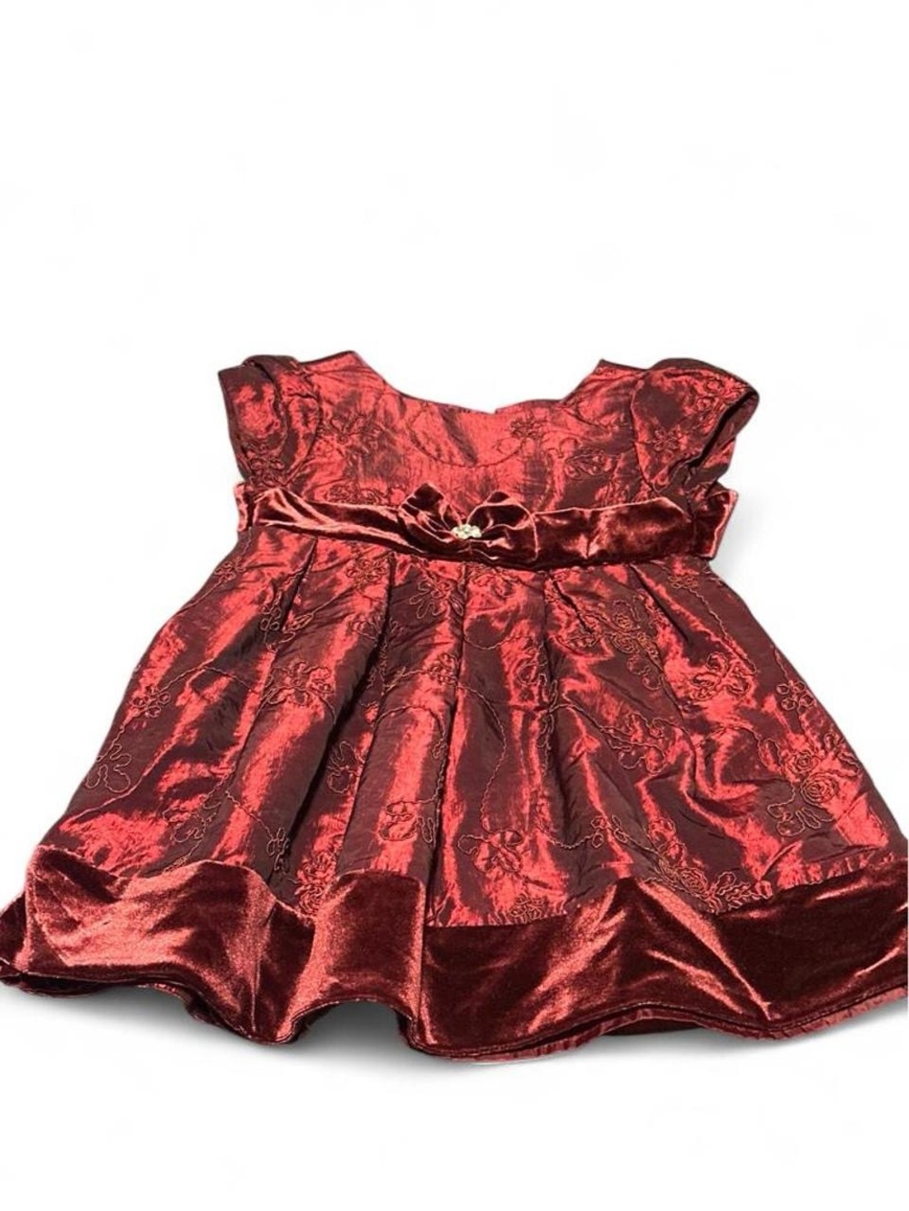Sweet Heart Rose Red Brocade Baby Dress 24 Month